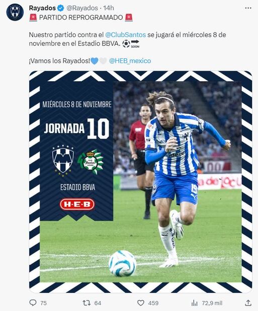 Tweet de Monterrey - Foto: @Rayados en X
