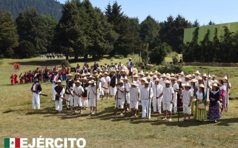 Ejército mexicano realiza representación de la Batalla del Monte de las Cruces