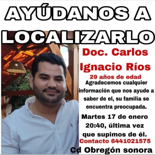 Desaparece médico al salir de su trabajo en Cajeme, Sonora