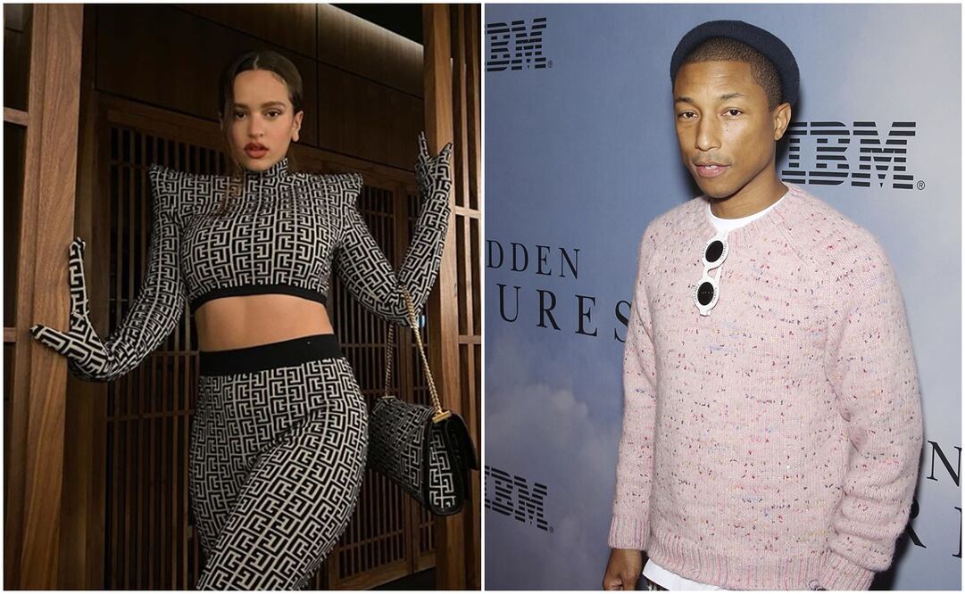 Rosalía y Pharrell Williams. Fotos: Captura y AP