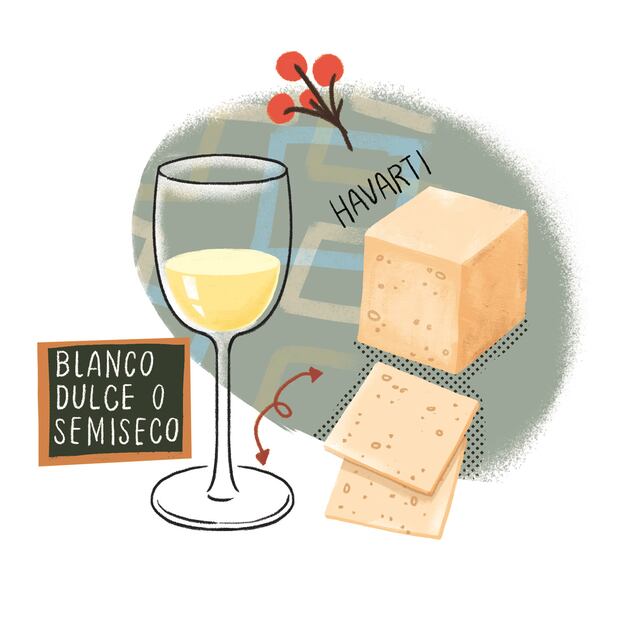 Maridaje de queso y vino. Ilustración: Ani Cortés / El Universal