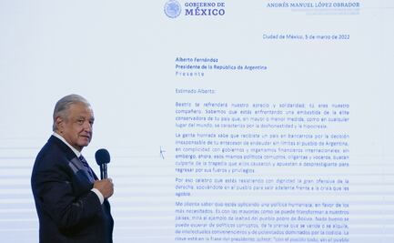 La carta de respaldo de AMLO al presidente de Argentina por "embestida de la élite conservadora"
