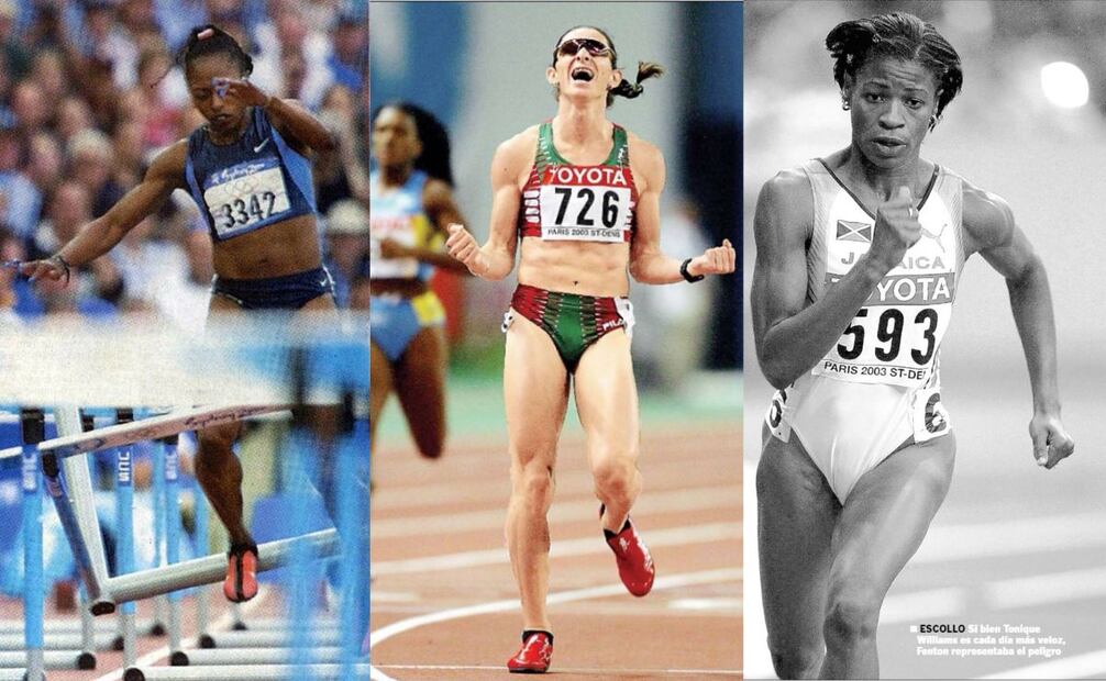 La mayoría de las corredoras de los años 2000, como Gail Devers (izq.) y Ana Guevara, usaron uniformes de dos piezas ajustadas, pero algunas como Lorraine Fenton optaban por el de una pieza, muy similar a un traje de baño. Archivo EL UNIVERSAL.