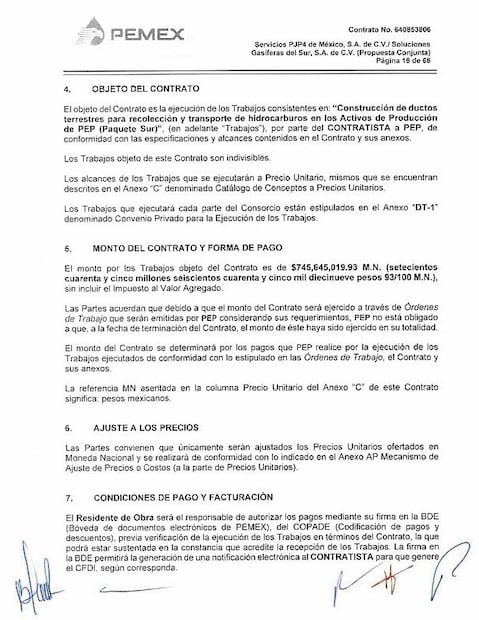 Asciende a 745.6 millones de pesos, pagados por etapas bajo un esquema de precio unitario. Cada avance debió ser validado por Pemex antes de autorizar facturación y liberar los pagos, con la supervisión directa del Residente de Obra, figura encargada de vigilar en campo.