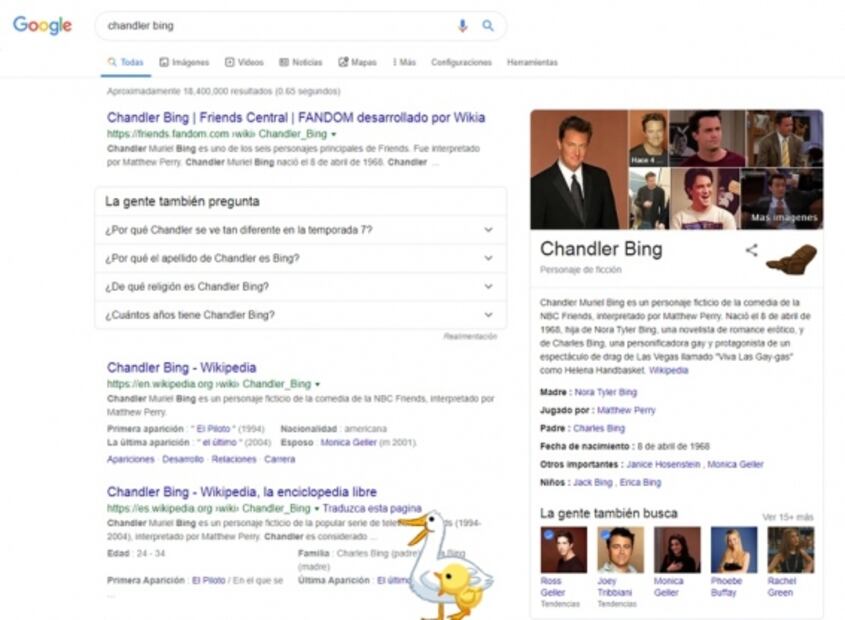 Qué pasa si buscas a los personajes de Friends en Google