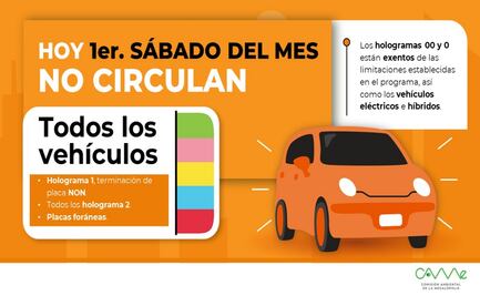 Hoy No Circula; ¿qué autos no transitan hoy 1 de febrero, primer sábado de febrero?
