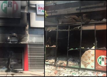 Vandalizan e incendian sede del PRI en Tuxtla Gutiérrez, Chiapas