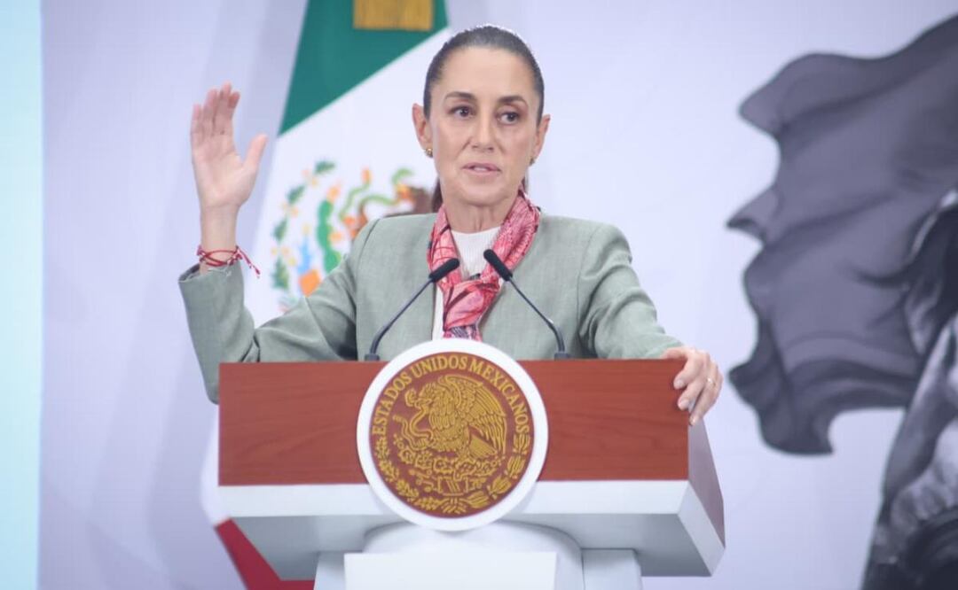 Presidenta Claudia Sheinbaum Pardo durante su conferencia de prensa desde Palacio Nacional este 10 de abril de 2026 (10/04/2026). Foto: Luis Camacho / EL UNIVERSAL