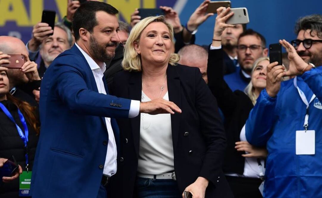 Marine Le Pen fue una de los 11 líderes de la extrema derecha europea que se unieron a Matteo Salvini para un mitin en Milán el pasado 18 de mayo (Foto: AFP)