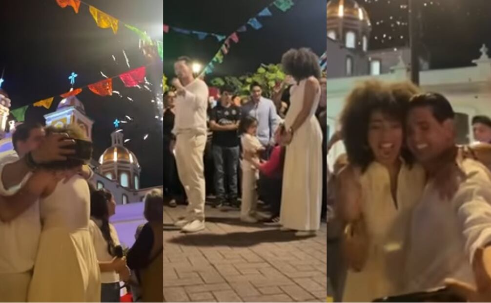 Ferdinardo Valencia y Brenda Kellerman disfrutando de la pirotecnia. Foto: Youtube vía Famigovios.