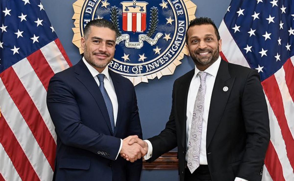 Omar García Harfuch se reúne con el director del FBI, Kash Patel (18/03/2026). Foto: X @OHarfuch