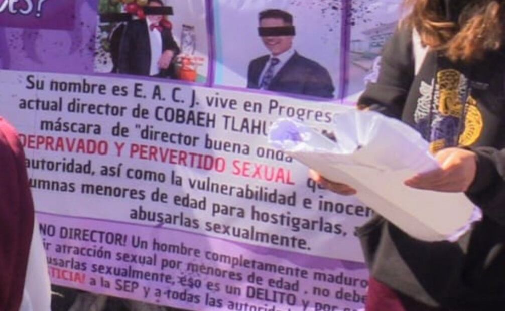 Acusan de acoso sexual a director de Colegio de Bachilleres de Tlahuelilpan, Hidalgo (10/03/2025). Foto: Especial