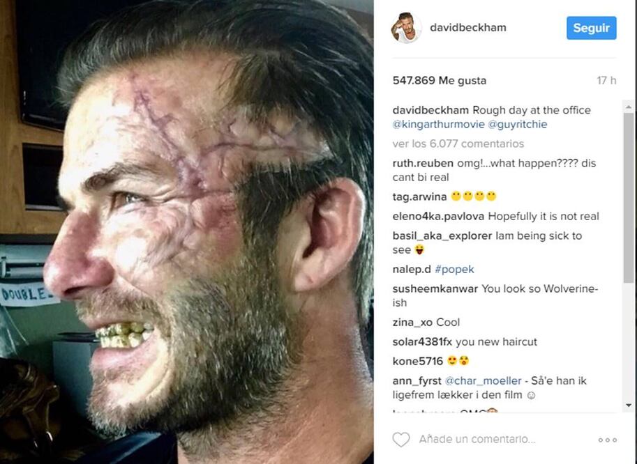 "Día duro en la oficina" bromeó Beckham al compartir una fotografía de su caracterización (TOMADA DE INSTAGRAM)