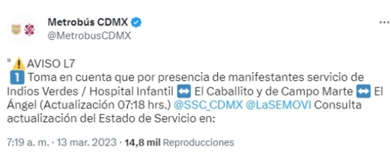 Caos en Metrobús por manifestantes; interrupción duró hasta una hora