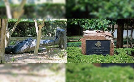Arrumban en Los Pinos la estatua de Felipe Calderón