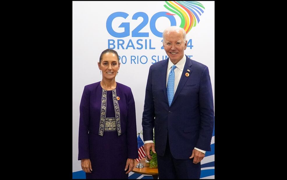 La presidenta Claudia Sheinbaum Pardo se reunió con su homólogo estadounidense, Joe Biden, en el marco de la Cumbre del G20, que se lleva a cabo en Río de Janeiro, Brasil; tras el encuentro, Sheinbaum dio a conocer que le pidió personalmente a Biden información sobre la detención de Ismael “El Mayo” Zambada. Foto EFE