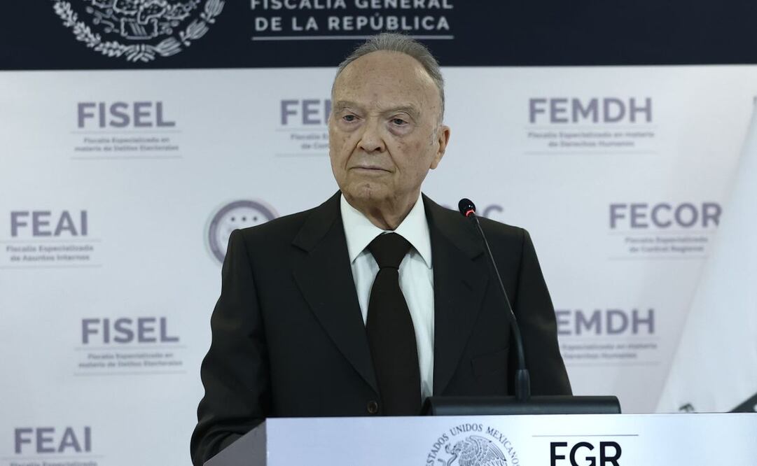 Alejandro Gertz Manero, titular de la FGR, en conferencia de prensa este 19 de marzo del 2025. Foto: Gabriel Pano / EL UNIVERSAL