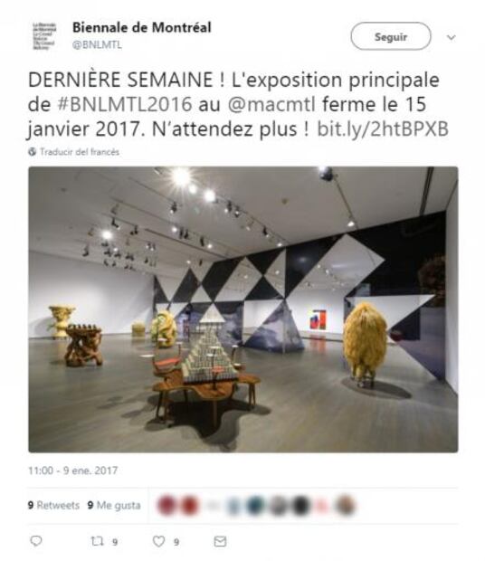 Cancelan Bienal de Montreal 2018 por deudas
