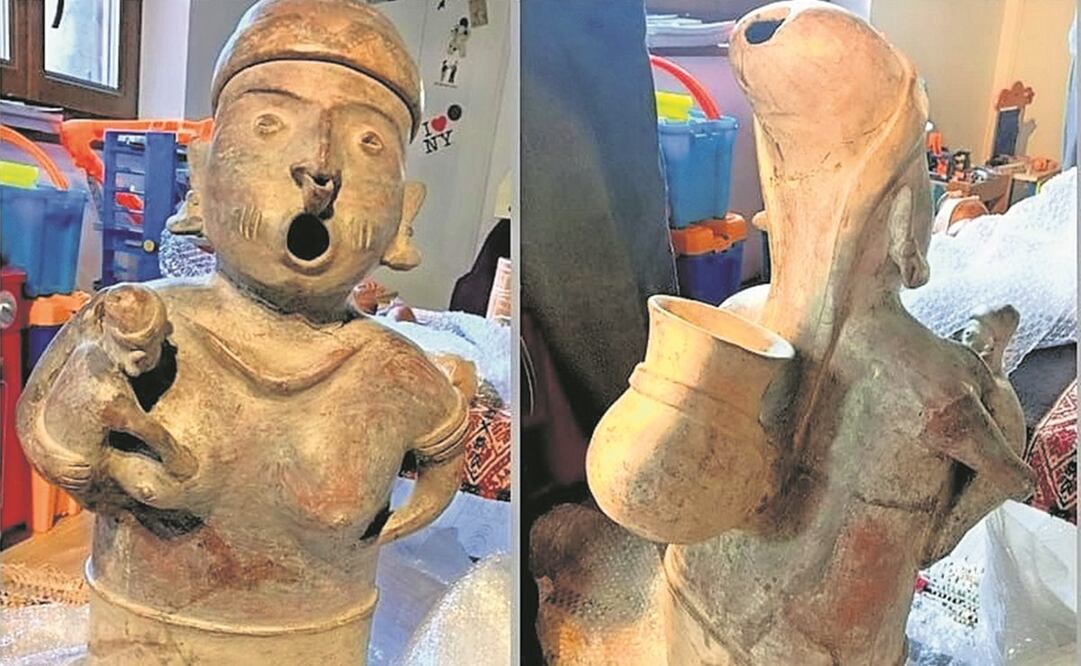 Entre los objetos destacan una figurilla que representa a un chamán sentado, una madre con su hijo, y una escultura antropomórfica. Foto: Cortesía. SRE