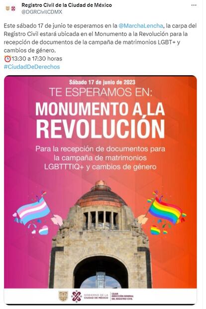 Convocatoria del Registro Civil de la CDMX. Foto: Twitter