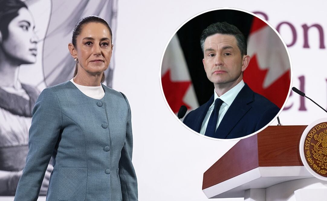 Claudia Sheinbaum y Pierre Poilievre. Foto: Presidencia y AFP