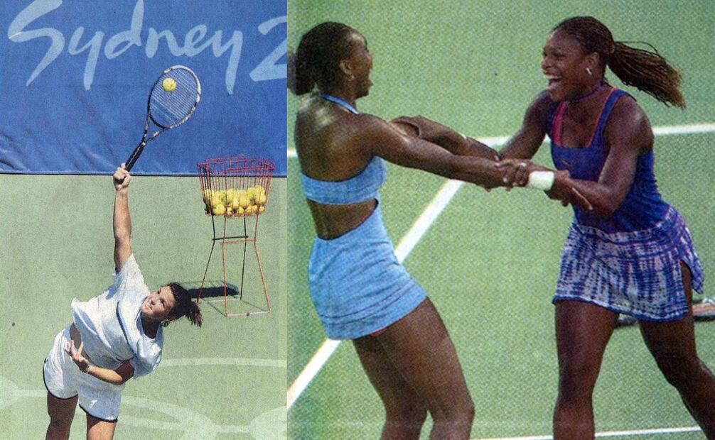 En el nuevo milenio, los juegos de Sydney 2000 de nuevo demostraron que las deportistas esperaron décadas para elegir con libertad sus atuendos. De izquierda a derecha, Lindsay Davenport y las hermanas Venus y Serenna Williams lucen tres conjuntos distintos por completo: Davenport escogió usar playera y short por separado, mientras las Williams usaron vestidos deportivos de una pieza, en el caso de Venus con la espalda descubierta. Archivo EL UNIVERSAL.