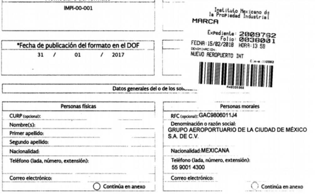 Registran marca del NAICM para poder comercializarla en negocios