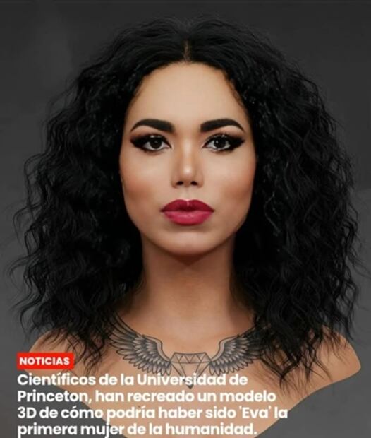 Esta es la supuesta imagen de la primera mujer viva, según la IA. Foto: Captura de pantalla.