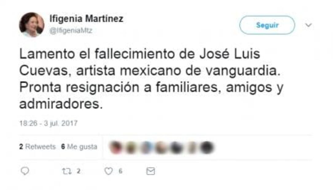 Políticos e intelectuales lamentan muerte de José Luis Cuevas