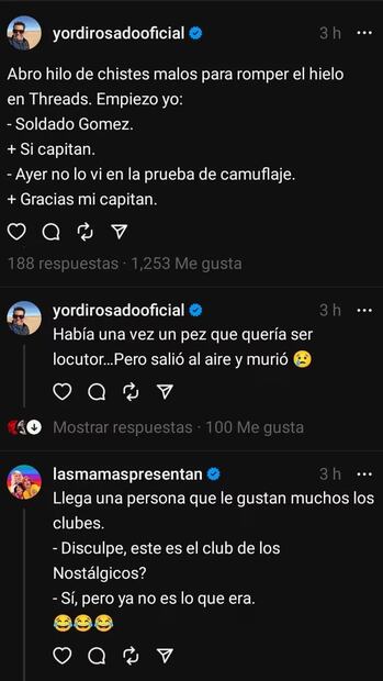 Yordi Rosado en Threads. Fuente: Captura de pantalla en Threads