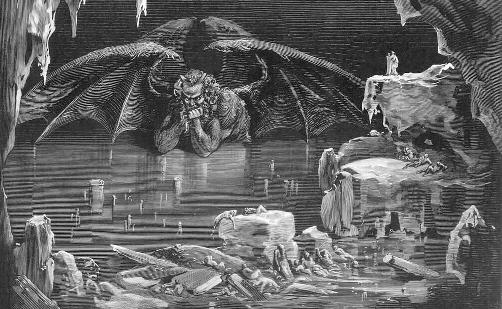 Grabado de Gustave Dore sobre el diablo de la Divina Comedia. Karla LaVey, hija Anton LaVey, afirmó que la Iglesia de Satán “no sacrifica animales, pues eso está mal. Satán es sólo un símbolo que se opone a la hipocresía; nosotros enseñamos a apreciarse a uno mismo y no estamos interesados en las almas”. Foto: ESPECIAL.