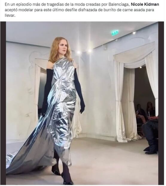 Nicole Kidman desfila para Balenciaga y su vestido desata memes