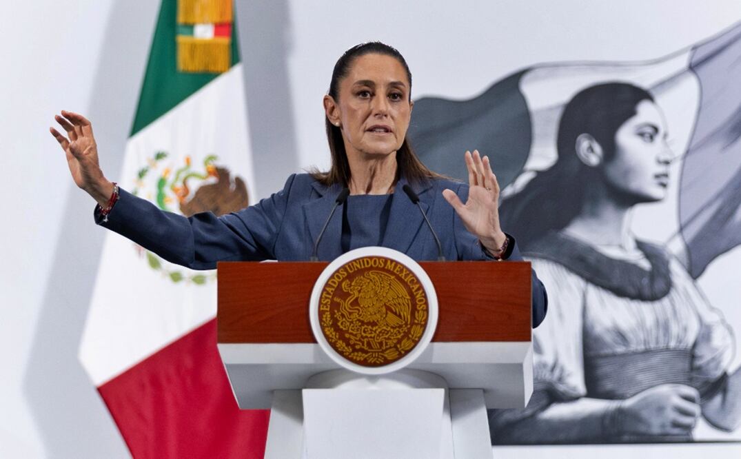 La presidenta Claudia Sheinbaum Pardo durante la mañanera del 17 de julio de 2025. Foto: Hugo Salvador/EL UNIVERSAL