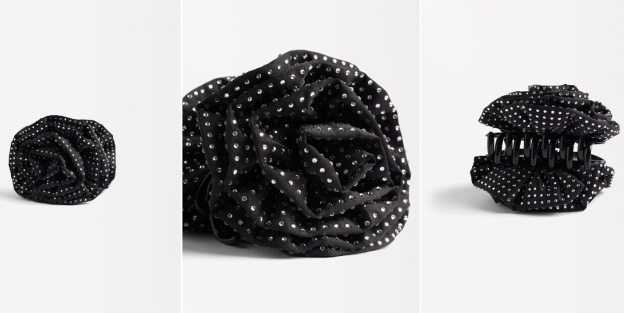 El accesorio para el cabello con flor se luce con strass en las fiestas. Foto: Parfois.
