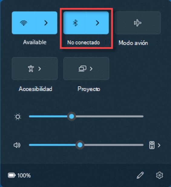 Activar Bluetooth. Fuente: Microsoft