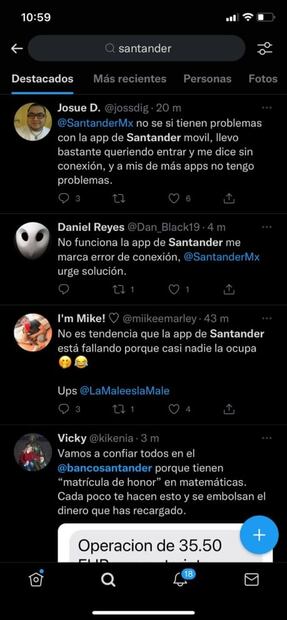 ¡En plena quincena! Reportan fallas en aplicación móvil de Santander 