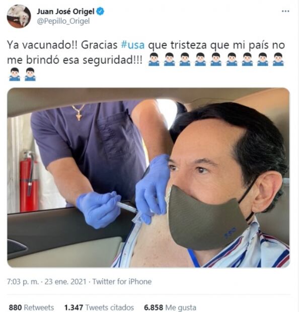 Agradecido e impresionado, así se siente Pedro Sola tras vacunarse contra el Covid