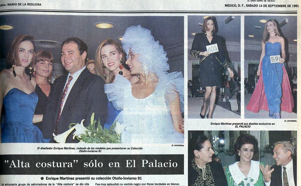 El talento de Enrique Martínez puso en alto tanto a la cadena Palacio de Hierro como a la moda nacional. En la imagen, la cobertura de este diario sobre su colección de invierno 1991. Hemeroteca EL UNIVERSAL.