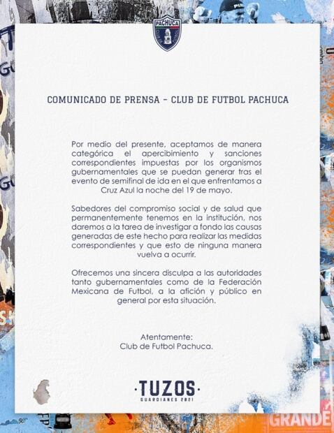 Pachuca aceptó el error de permitir más del 40 por ciento del aforo vs Cruz Azul