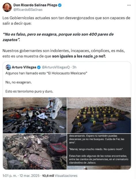 El empresario mexicano opinó sobre el crematorio clandestino encontrado en Teuchitlán, Jalisco. Foto: captura de pantalla