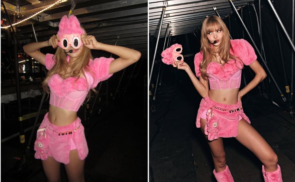 La máscara es clave en el "look Labubu" de Lisa. Foto: Especial. Instagram @lalalalisa_m