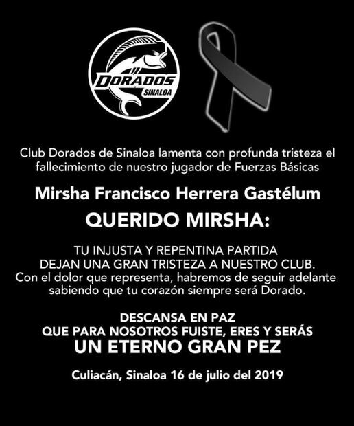Asesinan a jugador de Dorados de Sinaloa