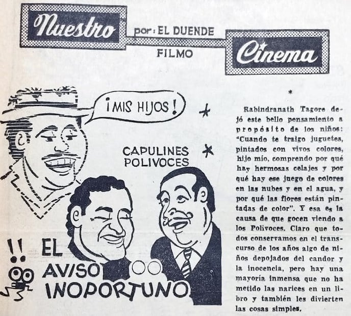 A pesar de la severa crítica contra El Aviso Inoportuno, el Duende Filmo consideró a Los Polivoces como “cómicos al natural”. Foto: Hemeroteca EL UNIVERSAL.