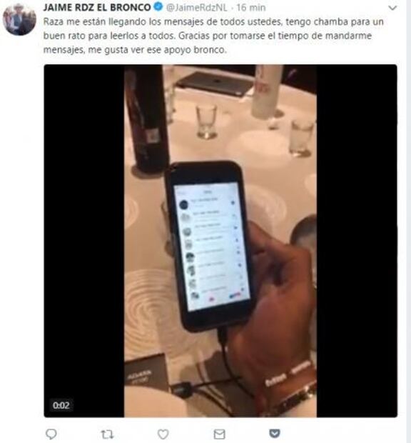 A siete horas, "El Bronco" no responde WhatsApp