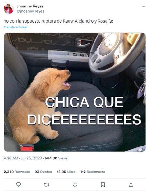 Memes supuesta ruptura Rosalía y Rauw Alejandro. Foto: Redes sociales