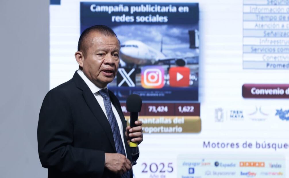 El general Isidoro Pastor, director del Aeropuerto Internacional Felipe Ángeles (AIFA), indicó que se estima superar los 7.3 millones de pasajeros este 2025, además que destacó las operaciones de carga y la ampliación de destinos internacionales. Foto: Fernanda Rojas / EL UNIVERSAL