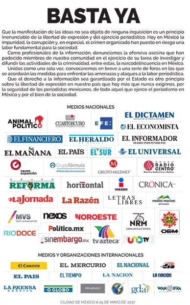 Basta ya de violencia contra periodistas. Desplegado íntegro