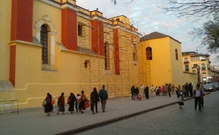 Sufren caída trabajadores que pintaban Catedral en Chiapas