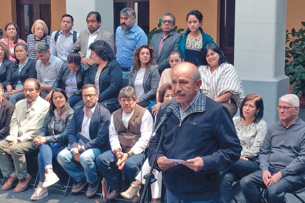 Presentación. Armando Quintero, alcalde en Iztacalco, dio a conocer el acuerdo entre morenistas en la Antigua Escuela de Jurisprudencia. Foto: GERARDO SUÁREZ. EL UNIVERSAL