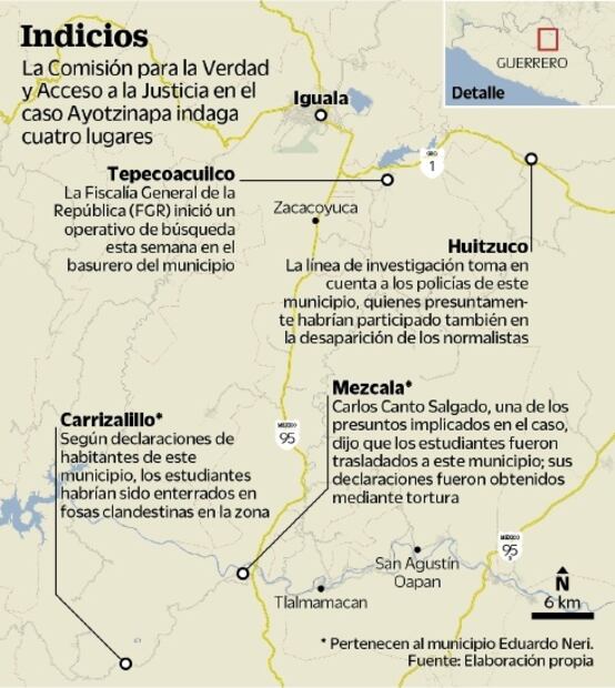 Buscan a los 43 normalistas en cuatro municipios
